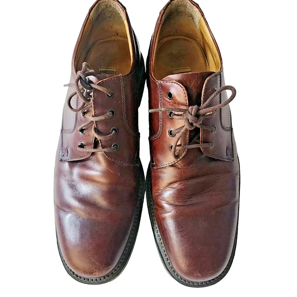Johnston & Murphy Men's Shoes Size 11 1/2 M Leather‎ Lace Up Brown Brazil Shoes